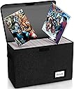 Comic Book Storage Box 15.8" X 7.8" X 11.8", Collapsible Holds 160-180 Comic Book Organizer Heavy Duty Bin Container Holder Shelf (Black)