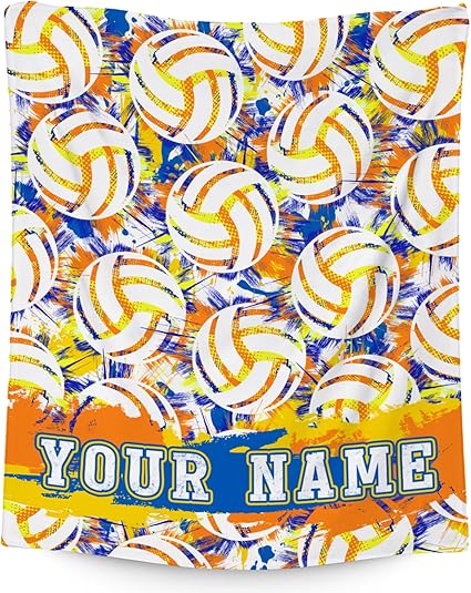 Custom Volleyball Blanket, Cozy Soft Throw Gifts for Boys, Cool White Flannel Throw Blankets for Bed Travel, 50x60 Inches