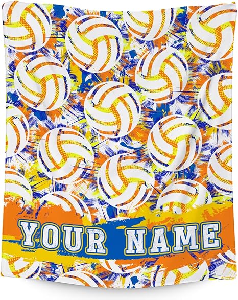 Custom Volleyball Blanket, Cozy Soft Throw Gifts for Boys, Cool White Flannel Throw Blankets for Bed Travel, 50x60 Inches