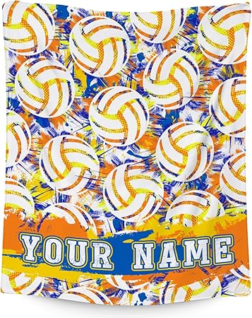 Custom Volleyball Blanket, Cozy Soft Throw Gifts for Boys, Cool White Flannel Throw Blankets for Bed Travel, 50x60 Inches