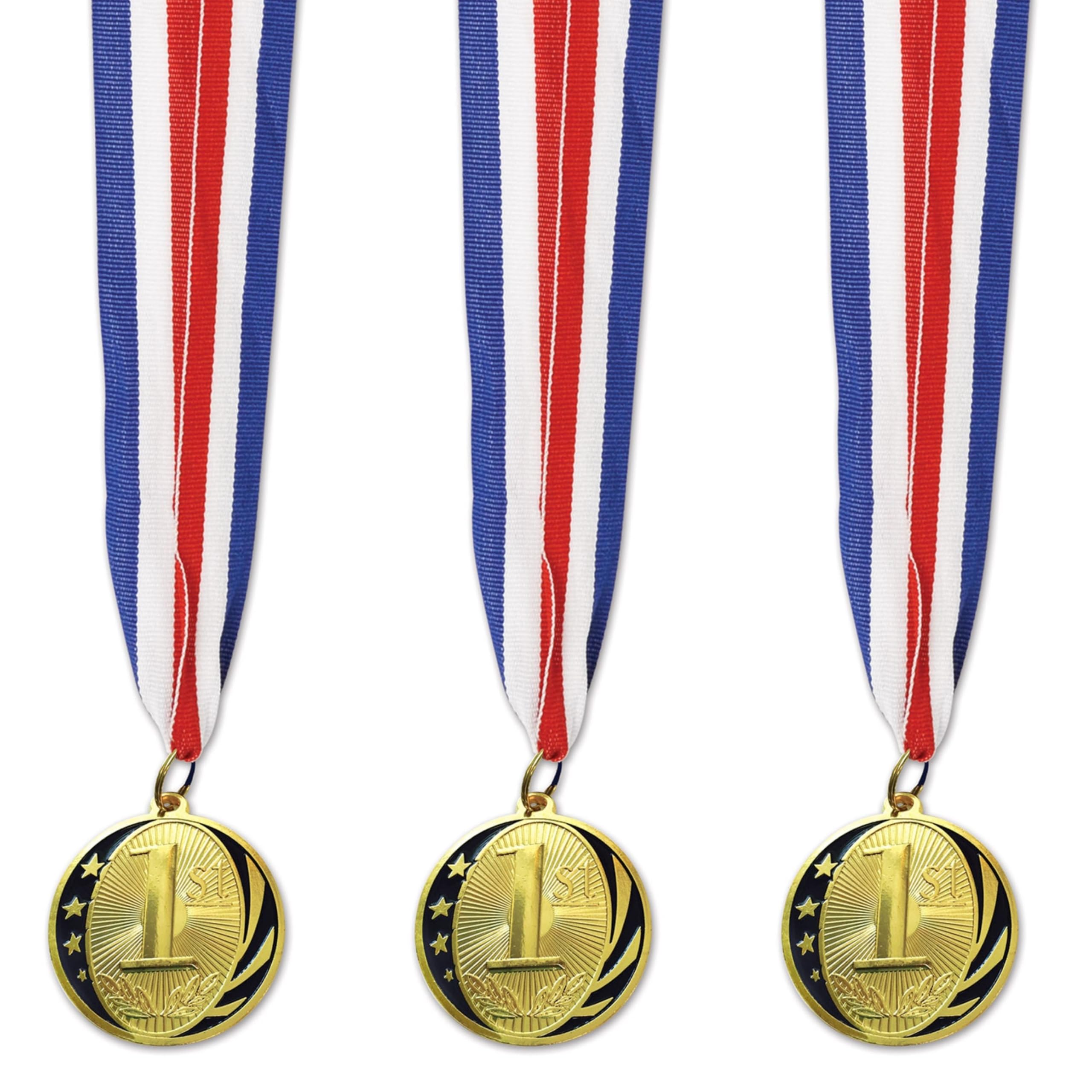 Médailles dorées 1ère place Beistle lot de 3 avec ruban pour compétition