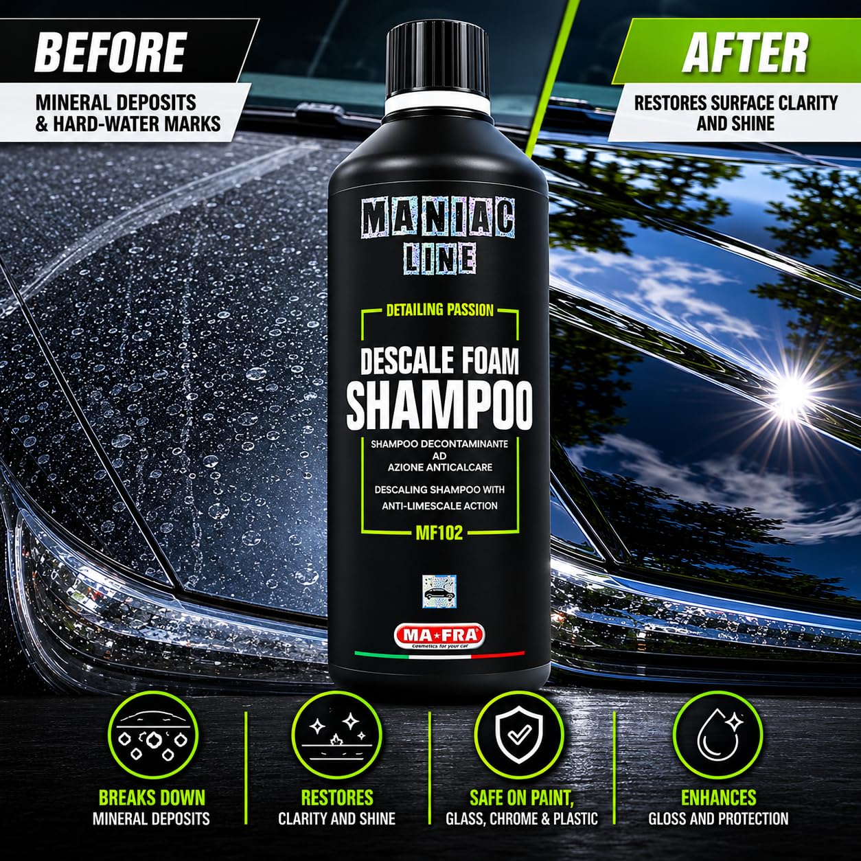 Amazon.com: Mafra MANIAC LINE Descale Foam Shampoo | Acidic 2-in-1