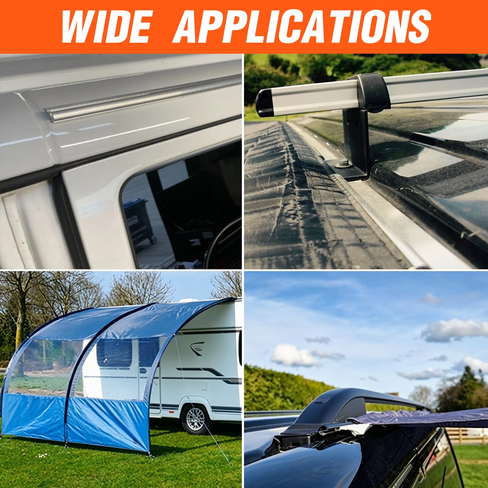 BRGD 8 Piezas 50cm Riel de Refuerzo de Aluminio, Riel para Toldo Canal C Fijación al Techo 45° para Accesorios de Autocaravana y Caravana