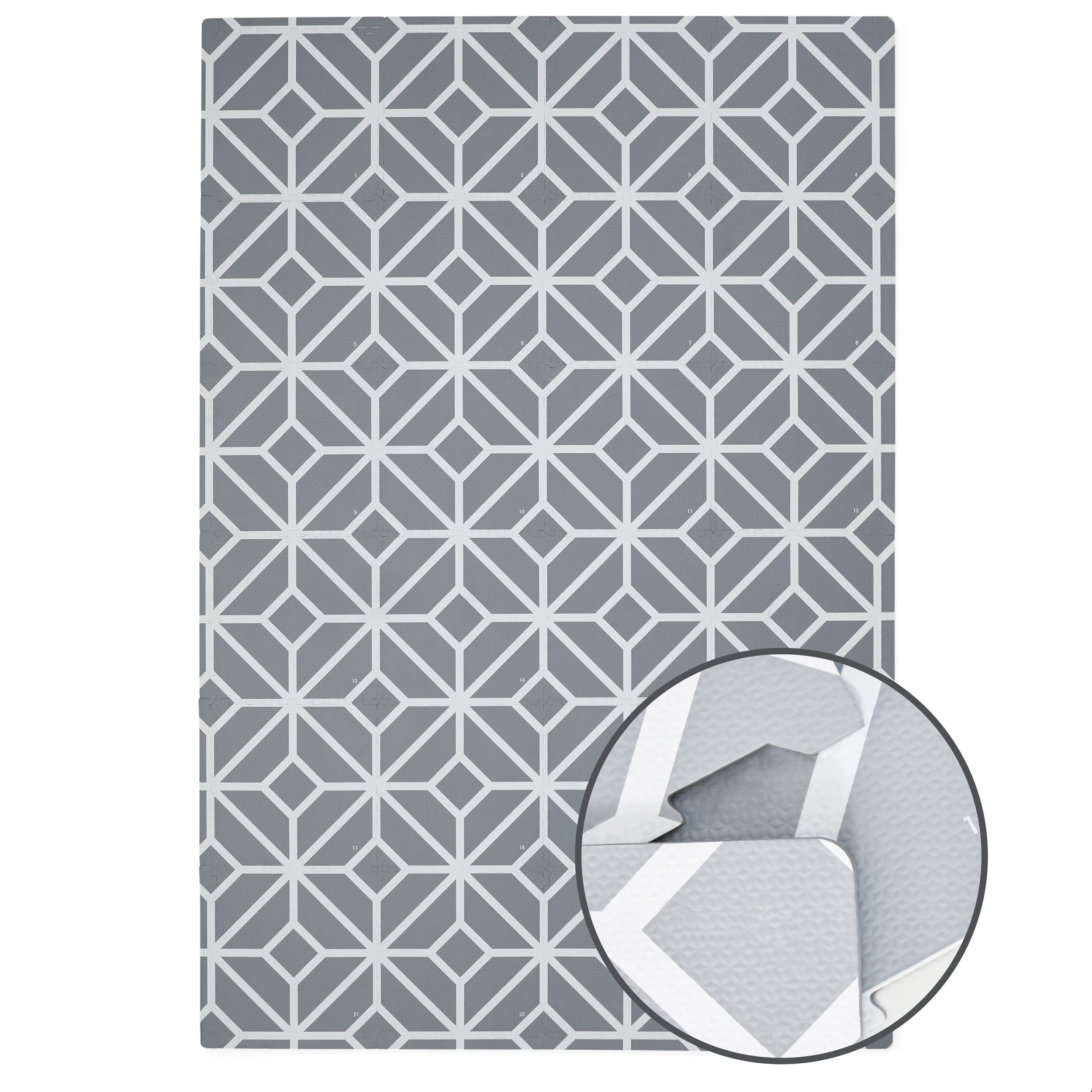 Tutti Bambini Puzzle Playmat | 24 Tile Pieces with Clear Storage Bag, Medium-Density Foam, 175 x 120 cm, Suitable for All Ages | Grey