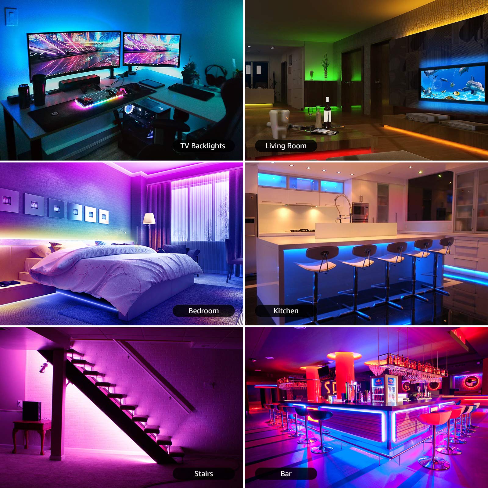 Lepro 5M 24W Striscia LED Alexa con Musica, Strisce LED WiFi Smart Controllo da Voce e APP Intelligente, 16 Millioni Colori RGB, Compatibile con Alexa/Google Home, Telecomando e Controller, 2.4GHz