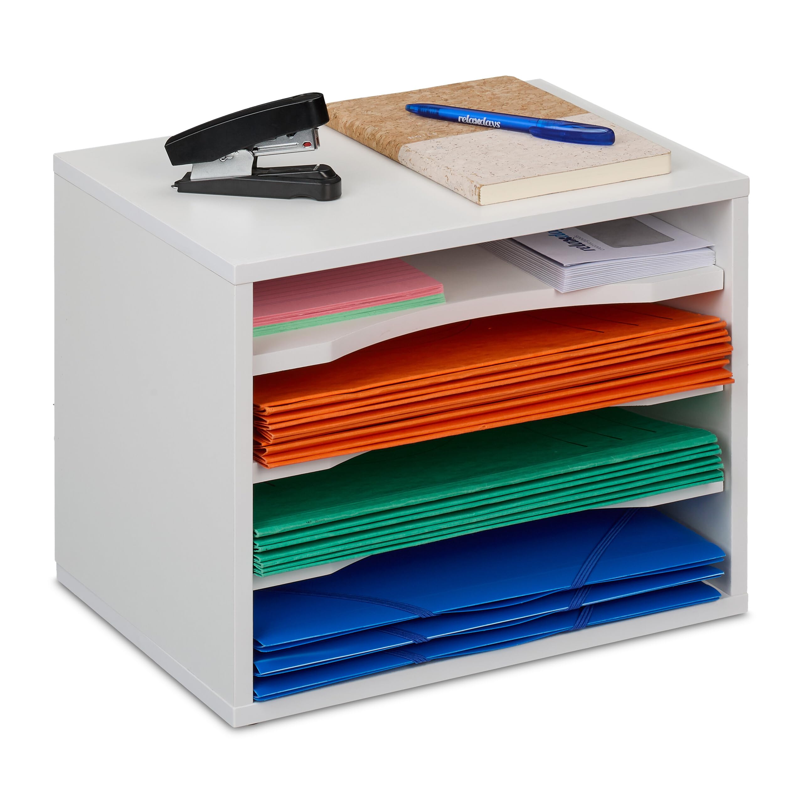 Rangement pour vos documents trieur de bureau A4 blanc meuble de classement 4 compartiments