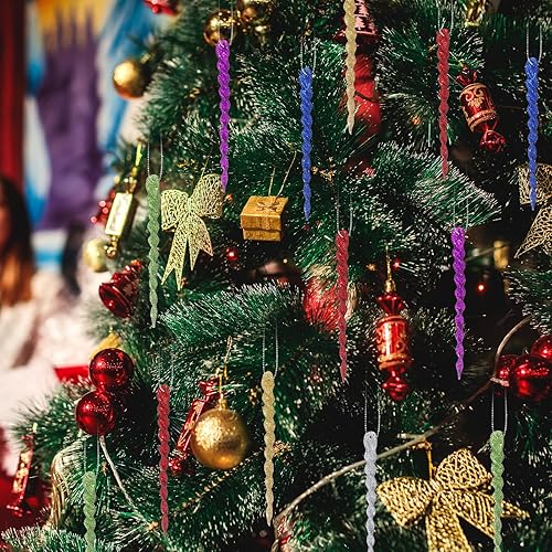 Vista 329 de 30 piezas de carámbanos de plástico retorcidos de plástico de carámbanos de Navidad, decoración colgante para árbol de Navidad, fiesta de Navidad