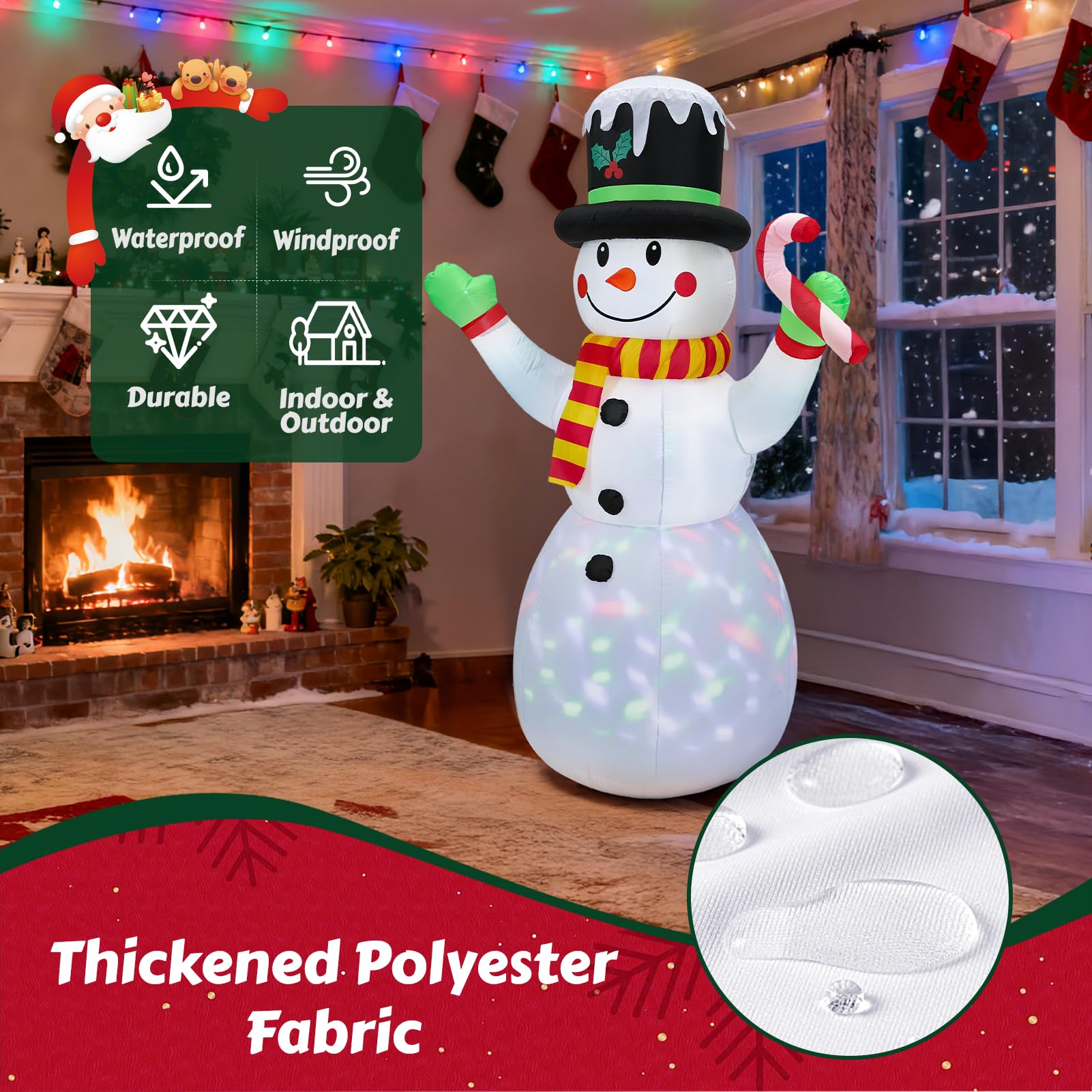 Warmiehomy Bonhomme de neige gonflable de 210 cm, bonhomme de neige géant avec béquille, décorations de Noël gonflables, décoration de Noël extérieure pour jardin, centre commercial d'expédition