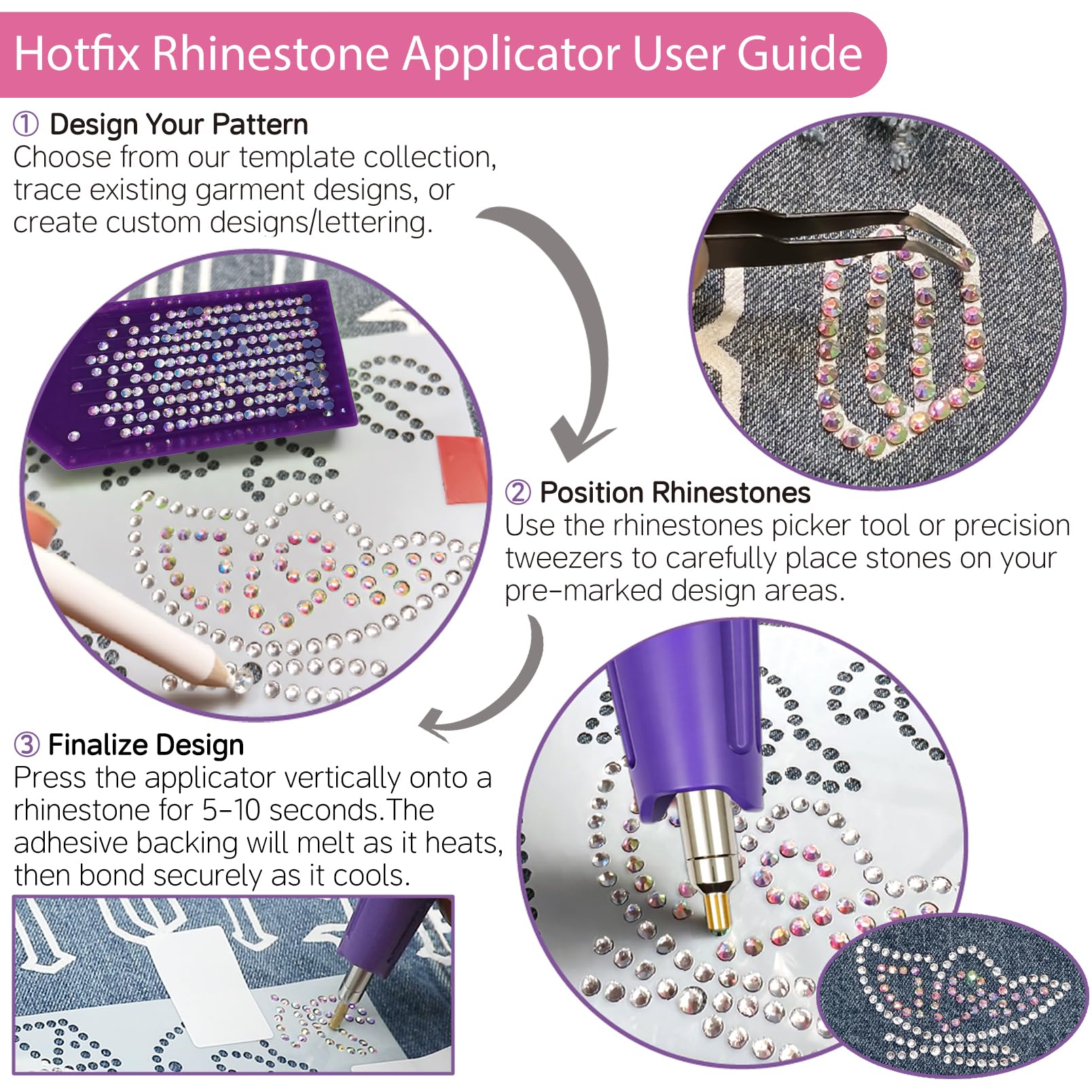 DIY Rhinestone Applicator Kit - 4600 Crystals & Patterns -6
