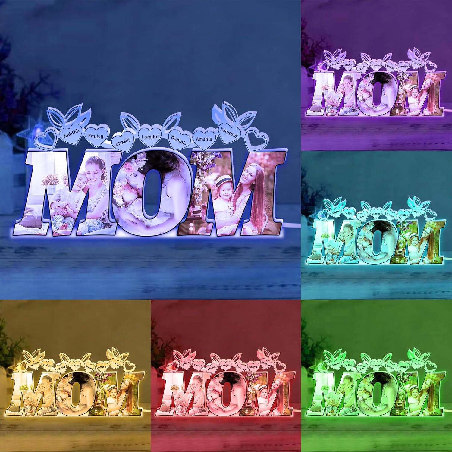 Personalized Photo and Name MOM Lamp Custom Picture Mama Acrylic Led Night Light, Mother's Day Photo Gifts for Mom from Daughter Son, Christmas Birthday Gifts for Mother Mama Wife