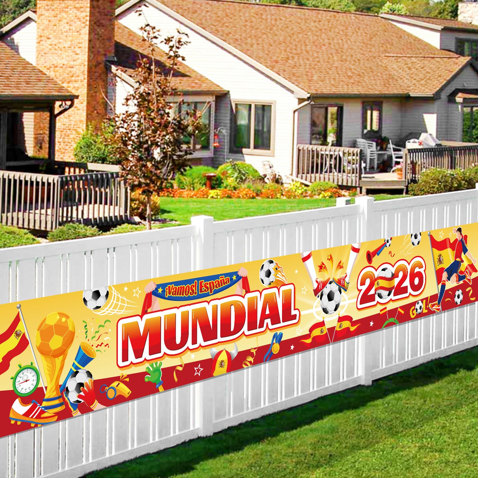 DPKOW Decoración 2026 Mundial Pancarta España Aficionados, Fútbol Copa del Mundo España Animación Accesorios Artículos Mundial 2026 Espana Selección Fútbol, 270 * 40cm - 2