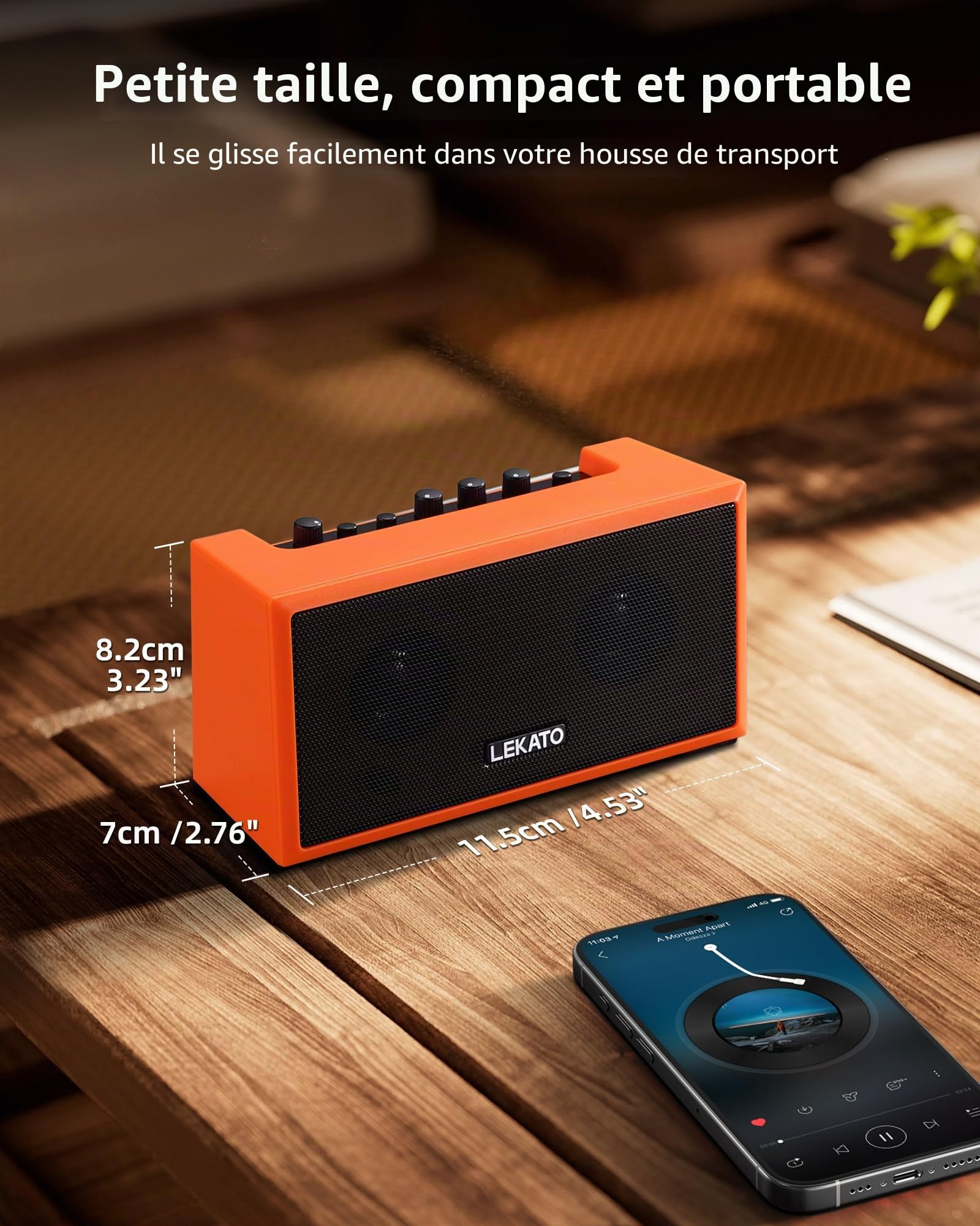 LEKATO Mini amplificateur de guitare avec effets d'overdrive propres 5 W amplificateur de guitare électrique portable avec fonction Bluetooth