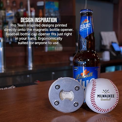 Miniatura 10 de Buffalo BottleCraft - Abrebotellas de San Luis, hecho de una pelota de béisbol real, el abrebotellas de béisbol, captador de tapas, imán para nevera