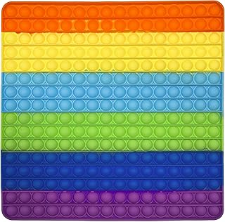 CRAZYCHIC - Pop It Gigante Fidget Toy - Popit Enorme Push Bubble Giocattolo Bambini Adulti - Gioco Antistress Rilassante Multicolore - Poppit Grande Arcobaleno Ragazza Ragazzo - Quadrato