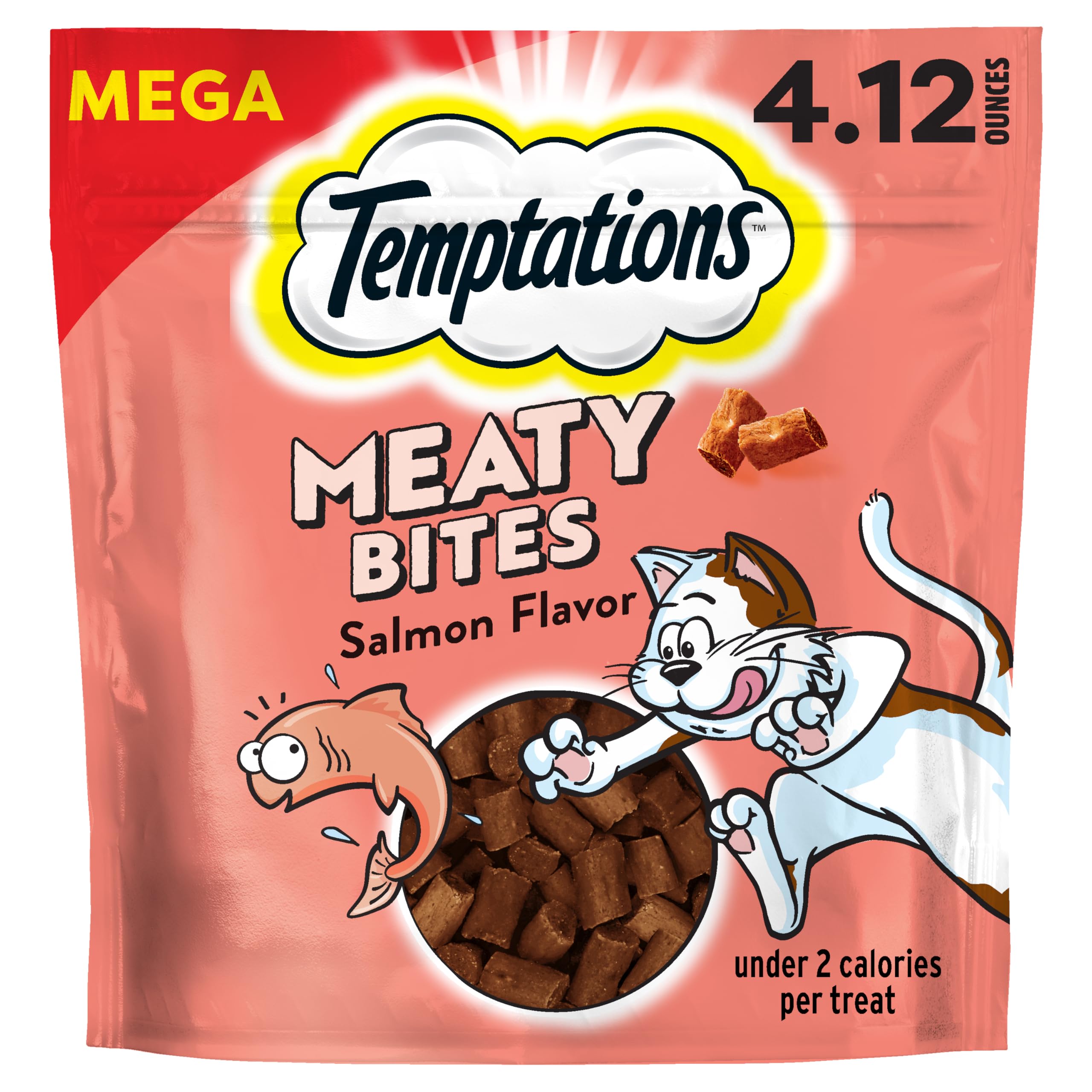 Meaty Bites Soft and Savory Cat Treats Salmon Flavor, 4.12 oz. Pouch