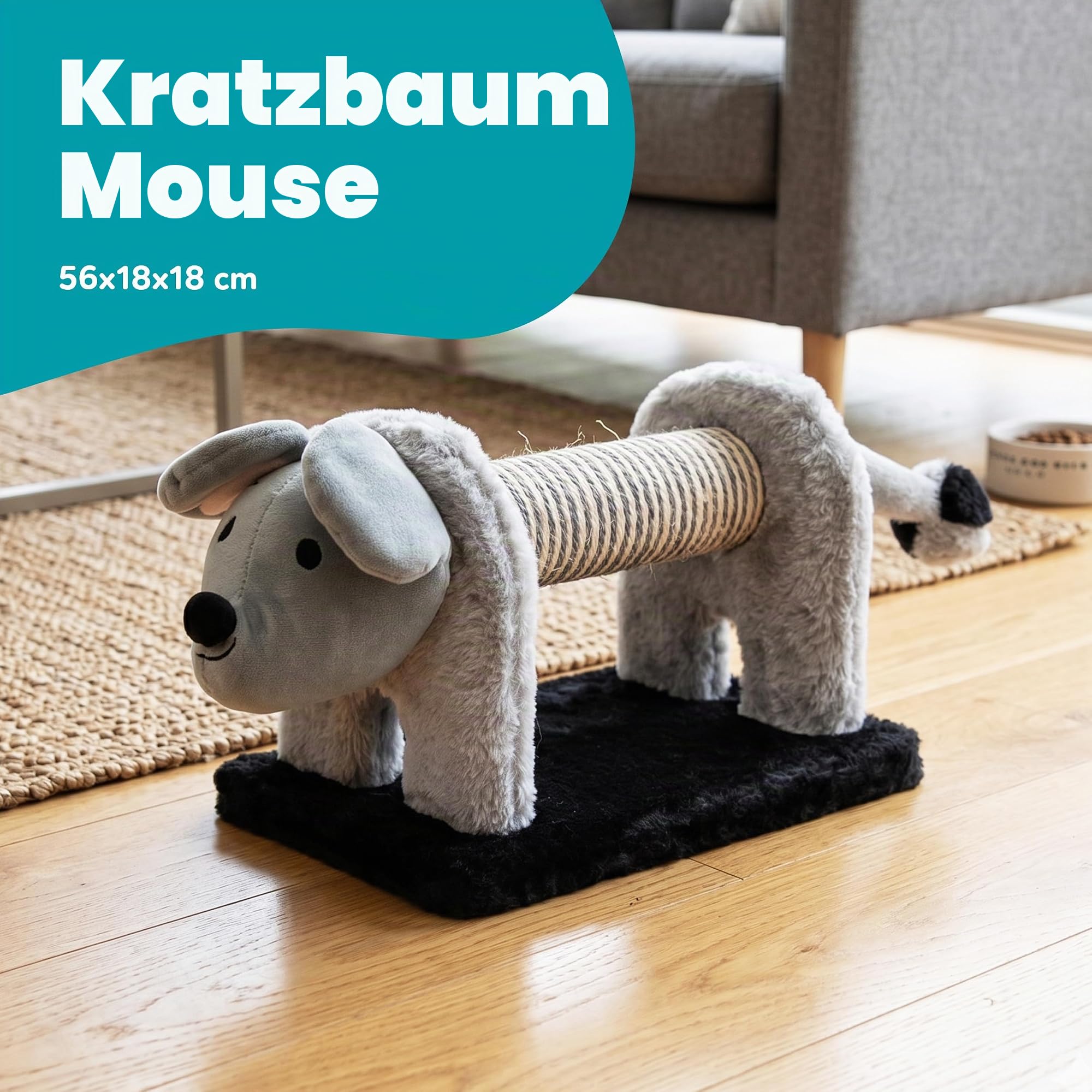 Katzen-Kratzbaum aus Sisal und Plüsch, Micky Maus, widerstandsfähiges Material für Spaß für Ihre Katze, Maße: 56 x 18 x 18 cm