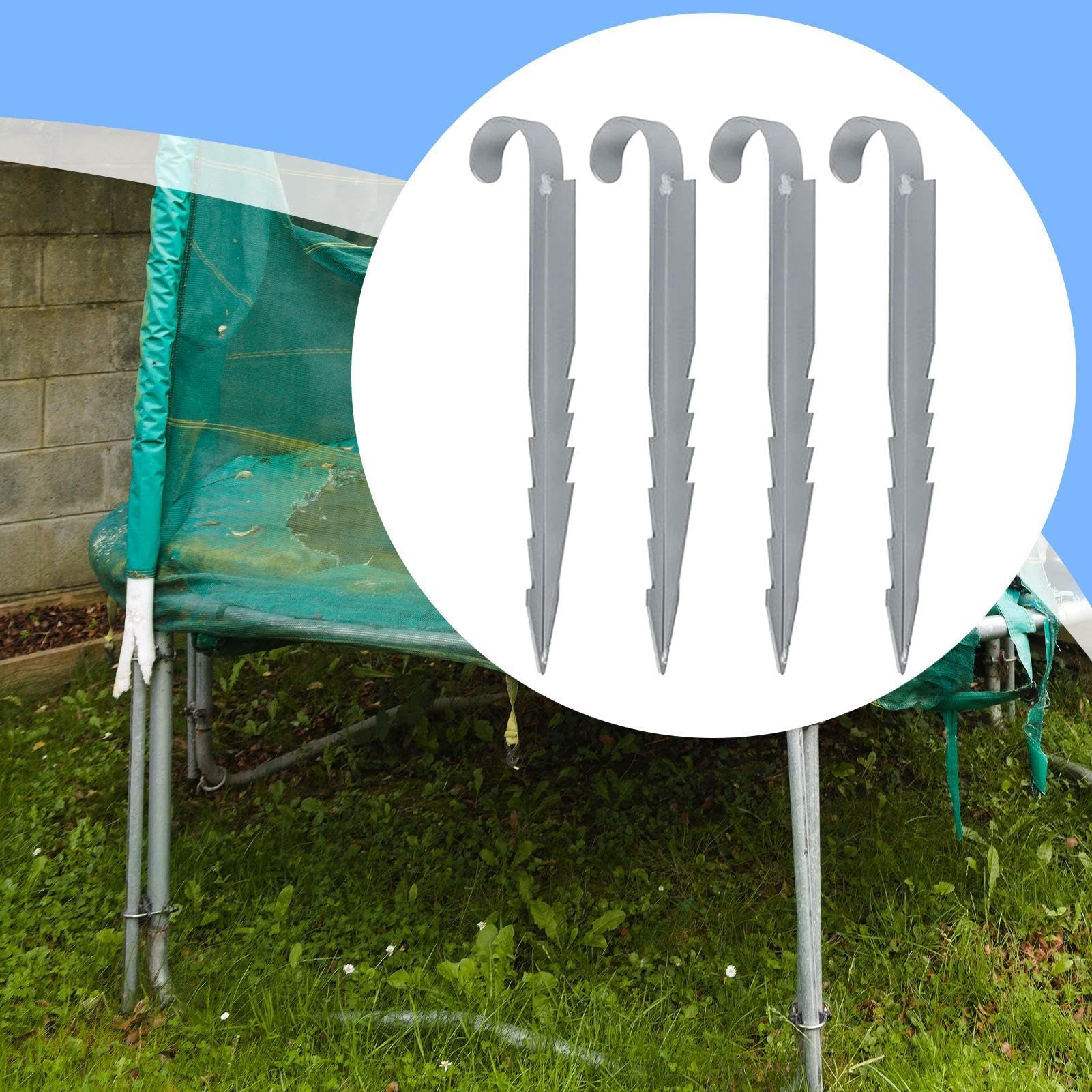 Stakes – 4 metalowe kotwy gruntowe do zestawów huśtawek ogrodowych, bezpieczne uchwyty namiotowe i odporne na warunki atmosferyczne narzędzie kotwiczne