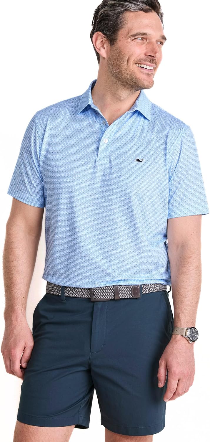 Vineyard Vines Mens Printed Sankaty Performance Polo