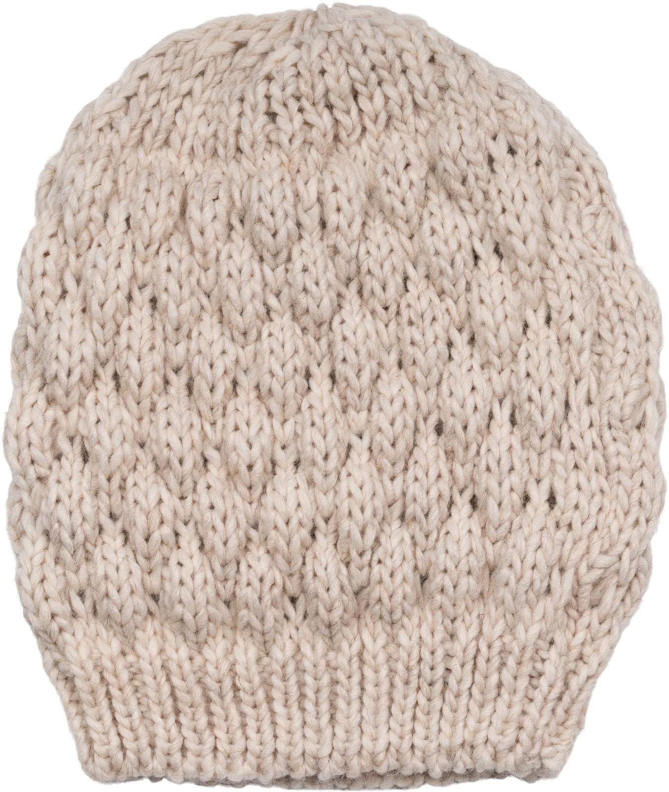 Stylebreaker Women's Beige Knitted Beanie Hat With Bubble Pattern, Plain Winter, Raspberry Pattern Knitted Hat 04024193, Colour: