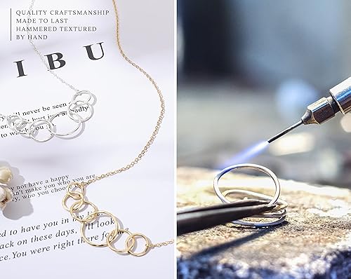 Miniatura 4 de HOPE LOVE SHINE Birthday Necklace Fashion Jewelry 16+2", 14K Gold Plated Sterling Silver with 3 Interlocking Rings, Hypoallergenic and Comfortable