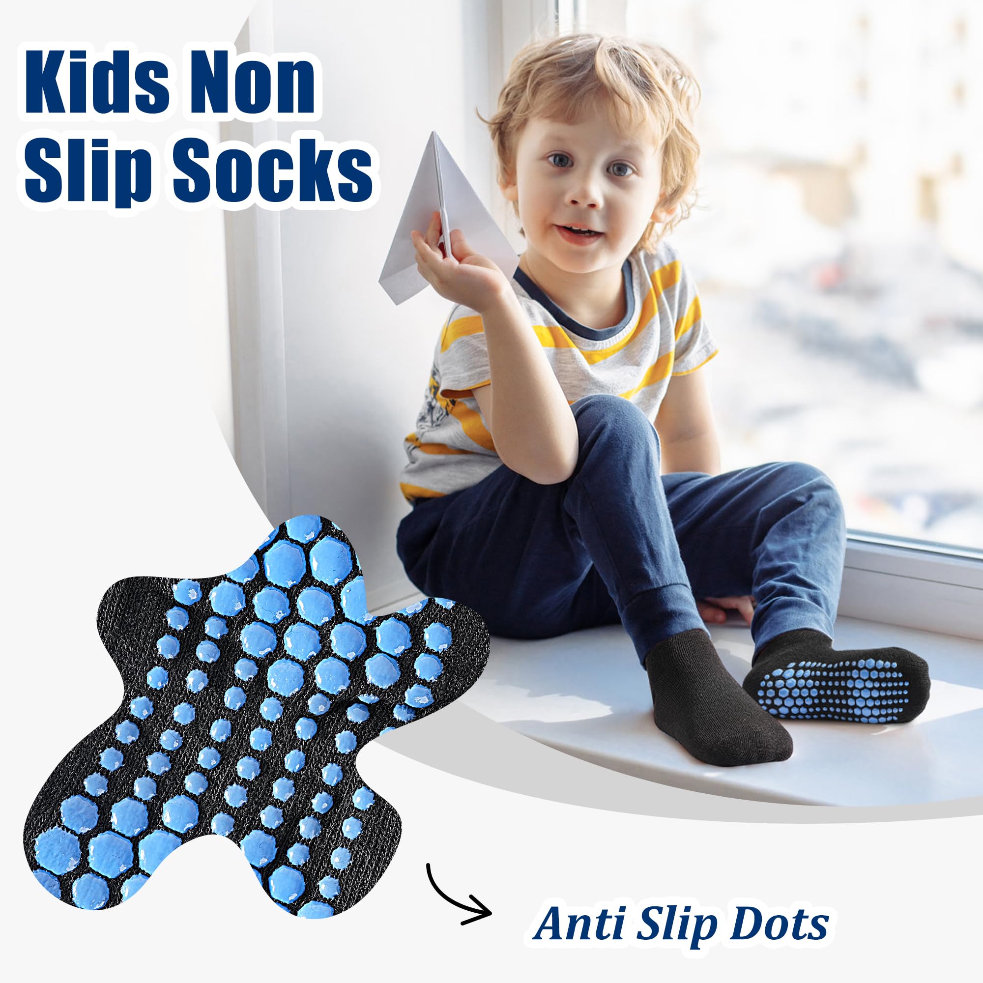 Rutschfeste Socken für Kleinkinder, mit Griffen, für Jungen und Mädchen, 12 / 24 Paar, 1-7 Jahre
