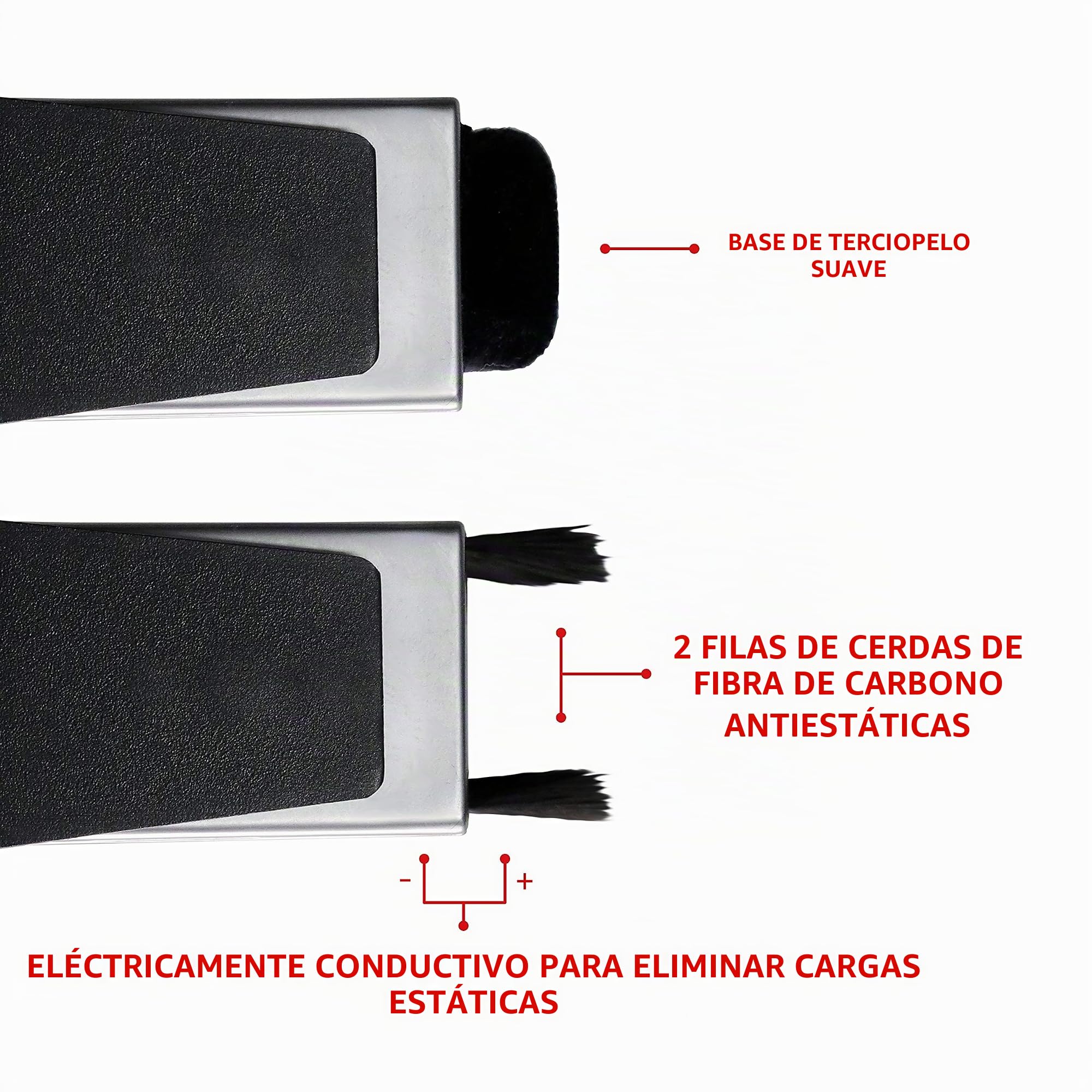 Fluance Kit de Limpieza de Discos de Vinilo y lápiz Capacitivo con Fibra de Carbono antiestática 2 en 1 y Cepillo LP de Terciopelo Suave y Cepillo para lápiz Capacitivo (VB52)