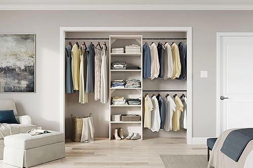 Miniatura 3 de ClosetMaid SuiteSymphony - Kit organizador de armario de madera con torre, (3) barras para colgar, (5) estantes (2 ajustables), se adapta a espacios