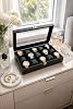 Chavin Black Leather Over 15 Glass Watch Box st15-68