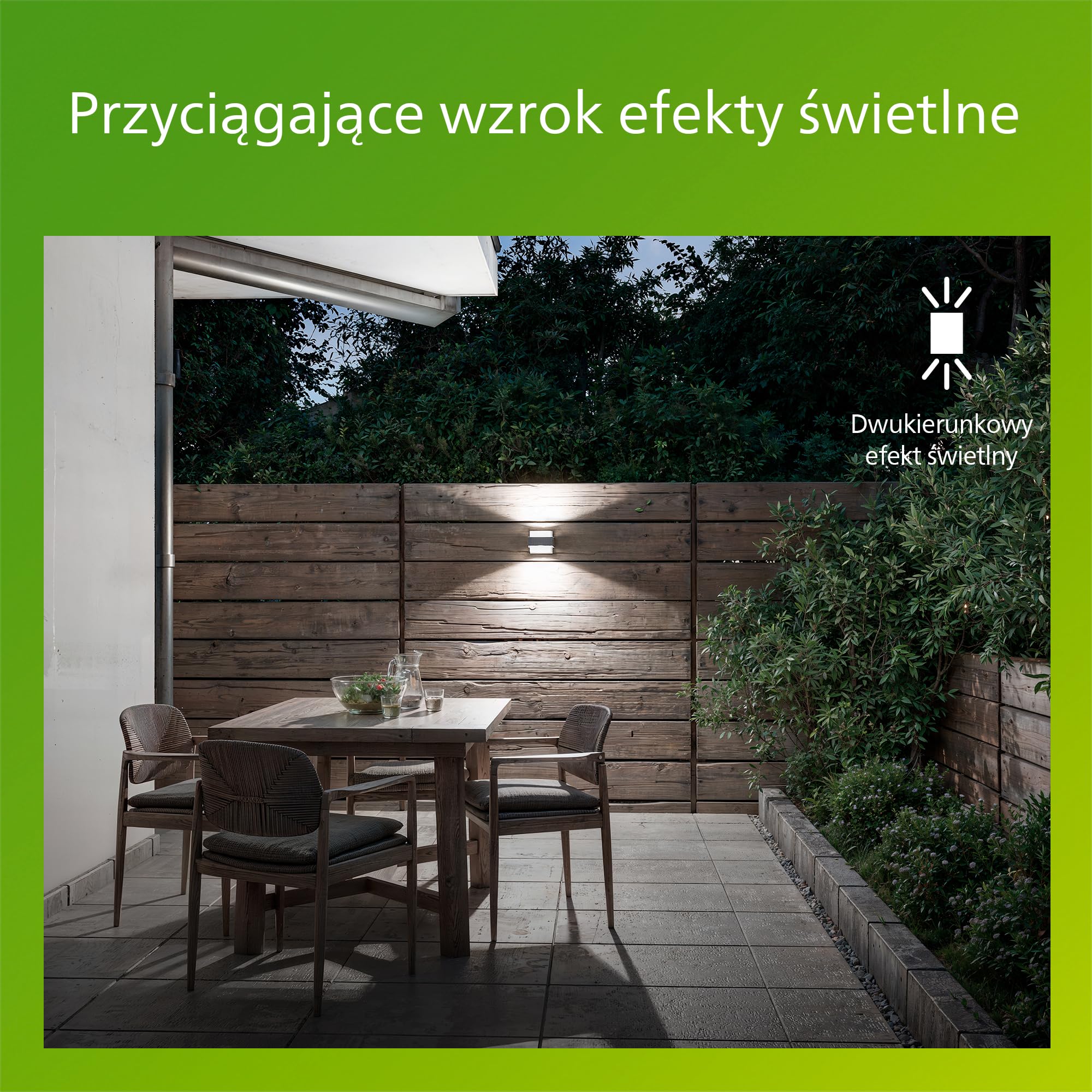 Philips Shovel Kinkiet Zewnętrzny, IP44, Odporny na Warunki Pogodowe, Pionowy Strumień Światła, Trwały, Stal Nierdzewna, Żarówka E27 Sprzedawana Osobno