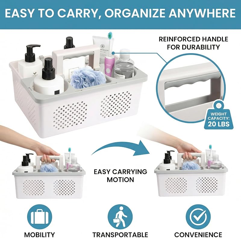 KMV Dorm Room Portable Shower Caddy – Six-zone adjustable storage