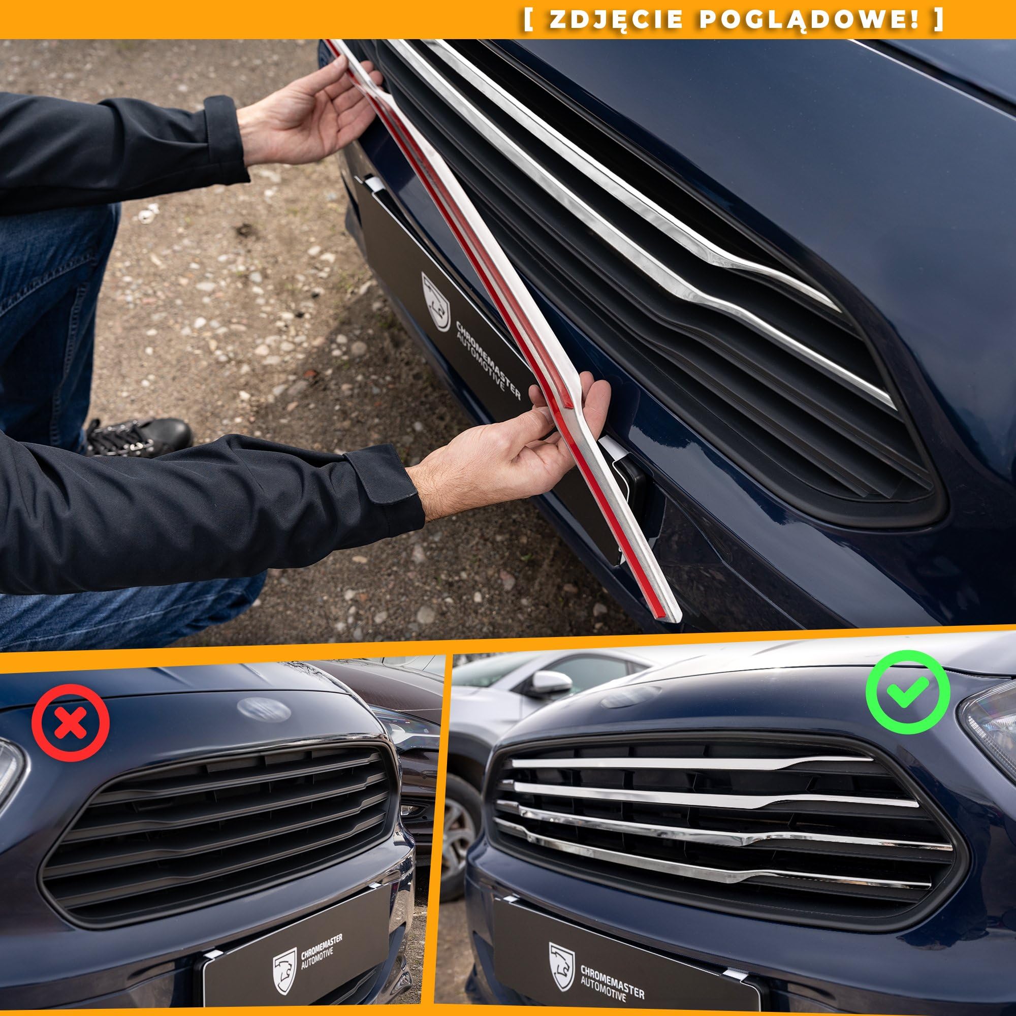 CHROMEMASTER | Kompatybilne z Dacia Duster 2013-2017 | Listwy Atrapy Przedniej; Listwy na Grill Auta; Stal Nierdzewna Polerowana | Idealne Dopasowanie | Nowy, Atrakcyjny Wygląd Samochodu