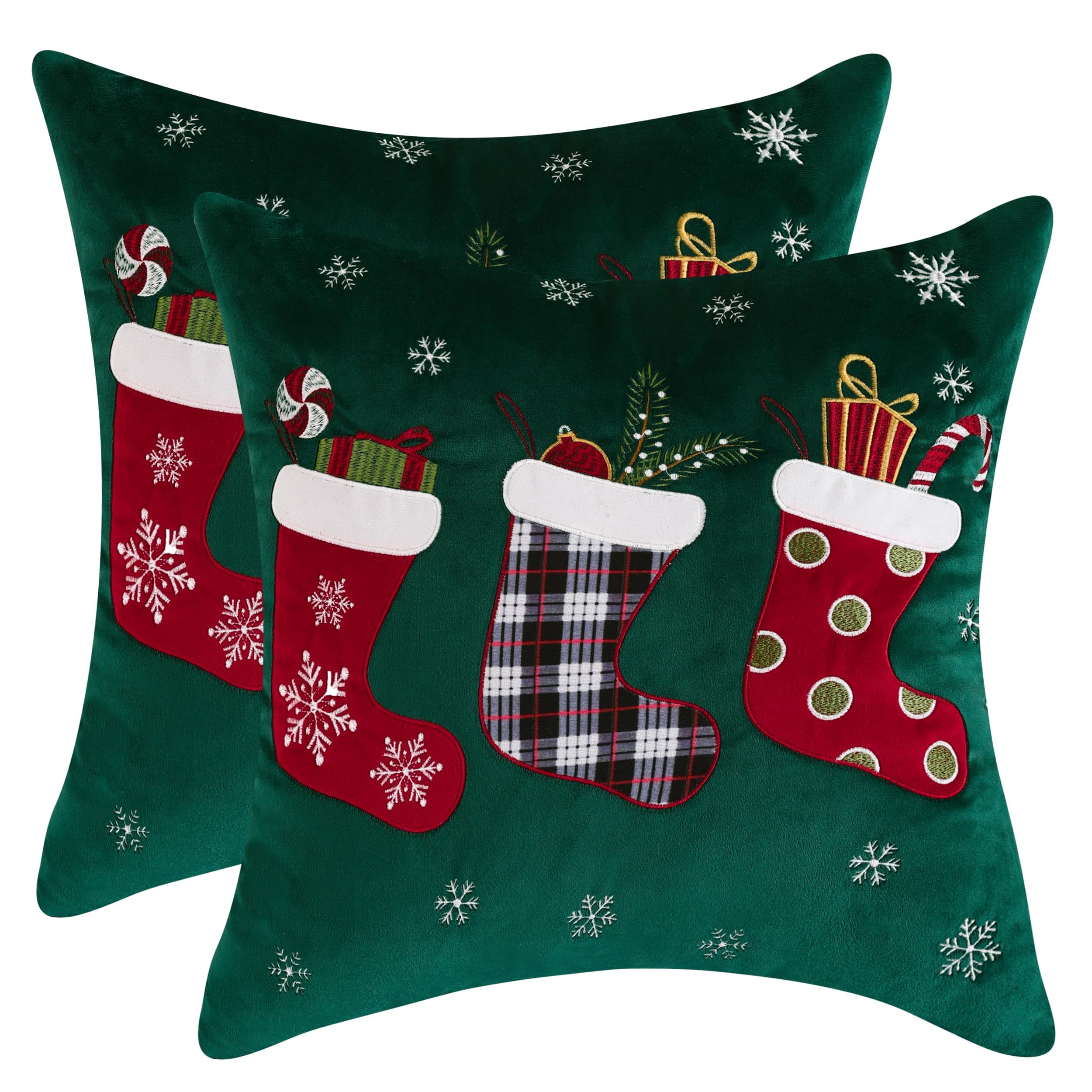 Tosleo Lot de 2 Housses de Coussin Noël 45x45cm Taies d'oreiller Carré en Velours Doux Confortable Arbre à Paillettes Decoration Merry Christmas pour Fête Maison Salon Lit Canapé Chambre