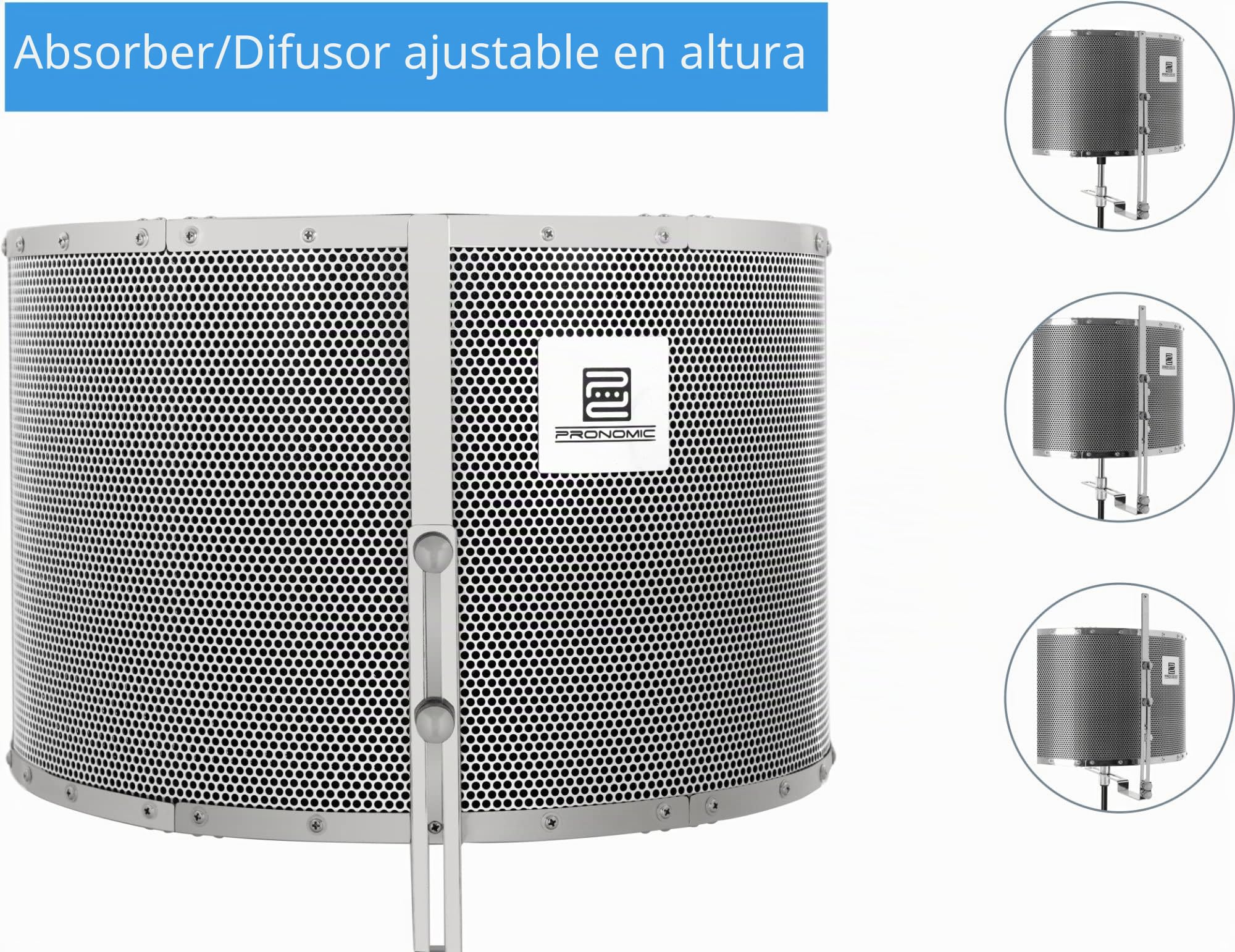 Pronomic MP-60 Micscreen, Absorbedor y difusor portátil, Peso: aprox. 2 kg | Evita reflexiones acústicas no deseadas o ecos, Compatible con casi cualquier soporte de micrófono estándar