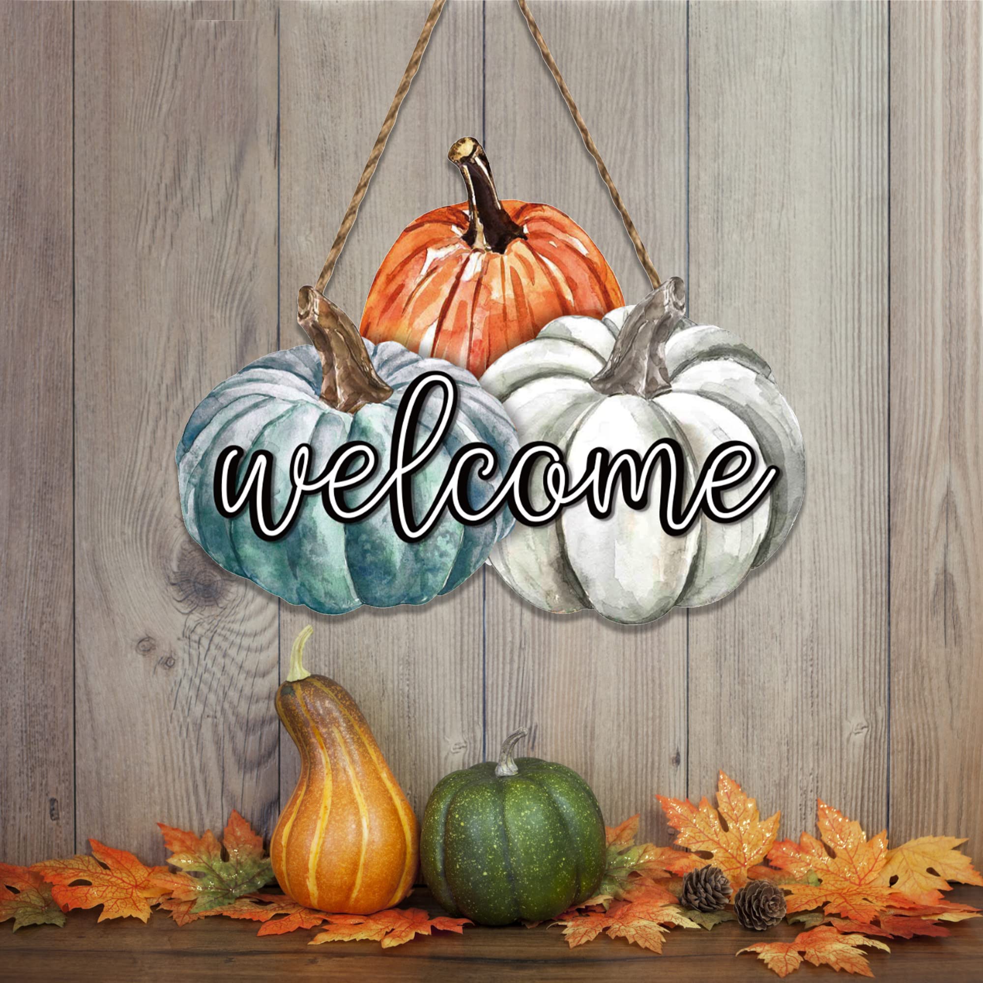Willkommens-Türschild Aus Holz Mit Kürbis-Motiv – 35,1x29 Cm, Rustikal, Für Herbst & Thanksgiving