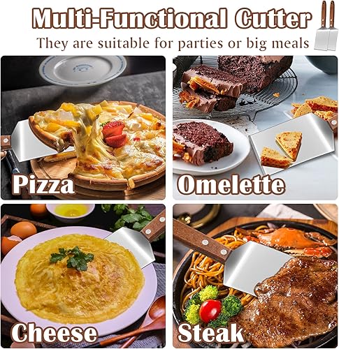 Miniatura 5 de 4 espátulas pequeñas para galletas de brownie, espátula de metal de acero inoxidable con mango de madera para postres, cortar y servir postres,