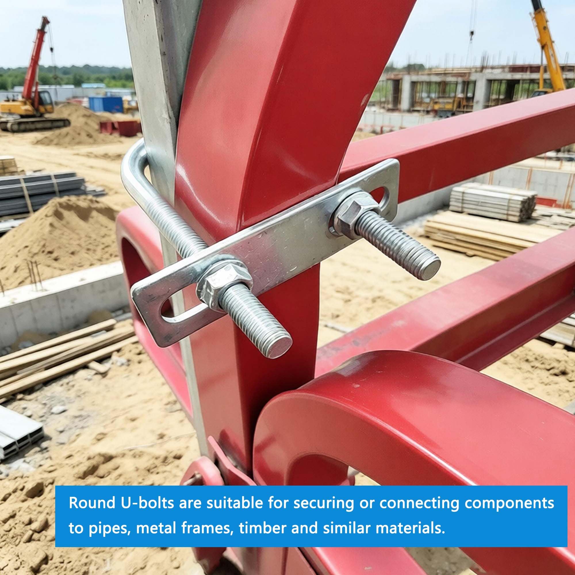 duoyif Runde U-Bolzen M8 Innenbreite 45mm Länge 100mm U-Bügelschrauben U-Bügelbolzen mit Muttern und Scheiben für Rohre Holz Auto Bau Industrie Schiffe 4 Satz(M8-45x100mm)