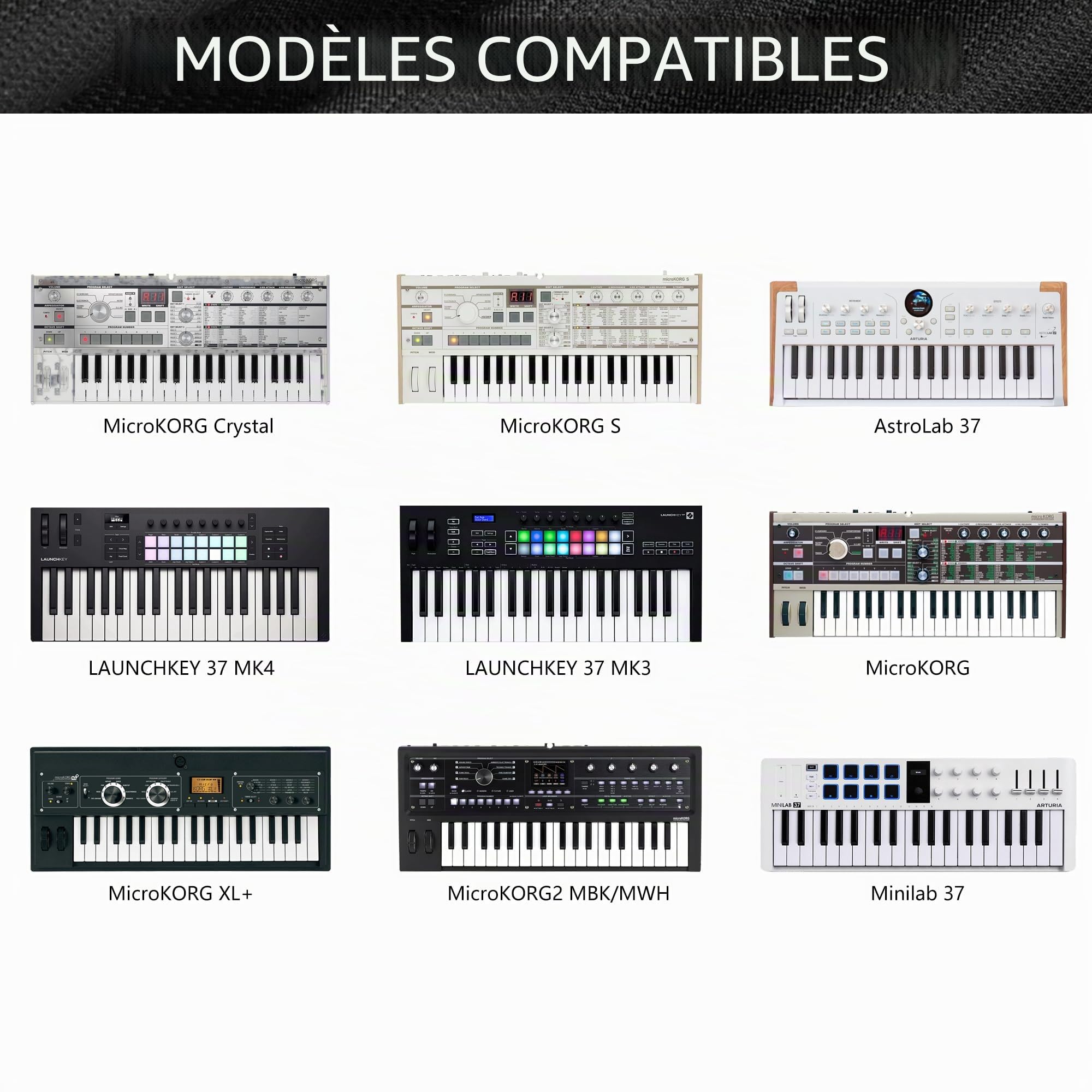 Musiin Cache-poussière pour clavier de piano 37 touches, compatible avec Novation LAUNCHKEY 37 MK3, LAUNCHKEY 37 MK4, luxe Chinlon Anti-poussière & résistant aux rayures, Smooth Touch & Custom Fit