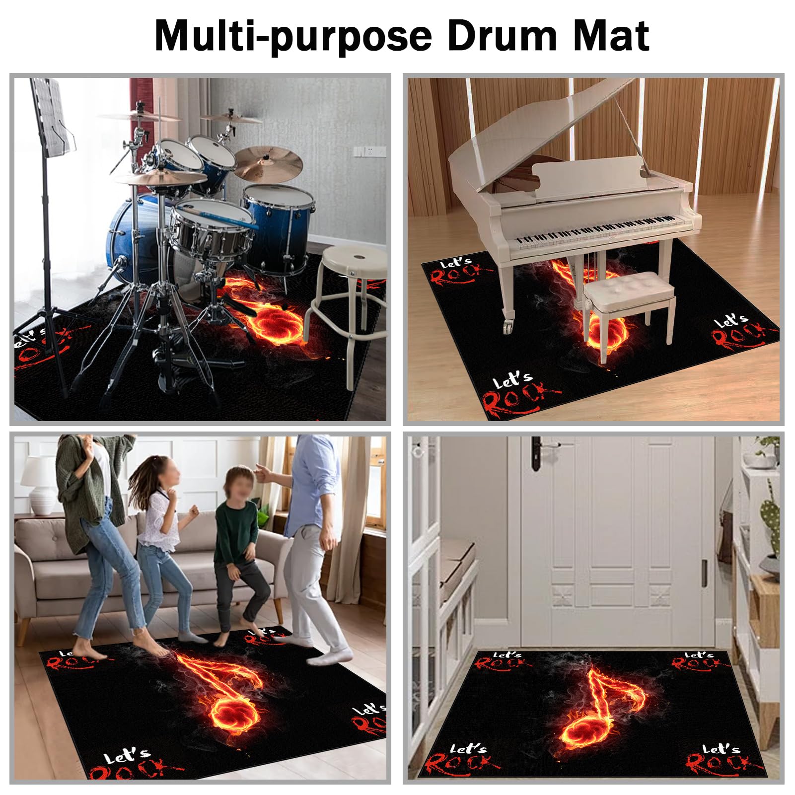 Schlagzeug Teppich Professioneller Schalldicht Drum Teppich 160 x 120 cm Rutschfeste Trommel Matte Schallschutz Akustik Teppich für Bass Drum Snare und Elektronische Instrumente Schlagzeugteppich