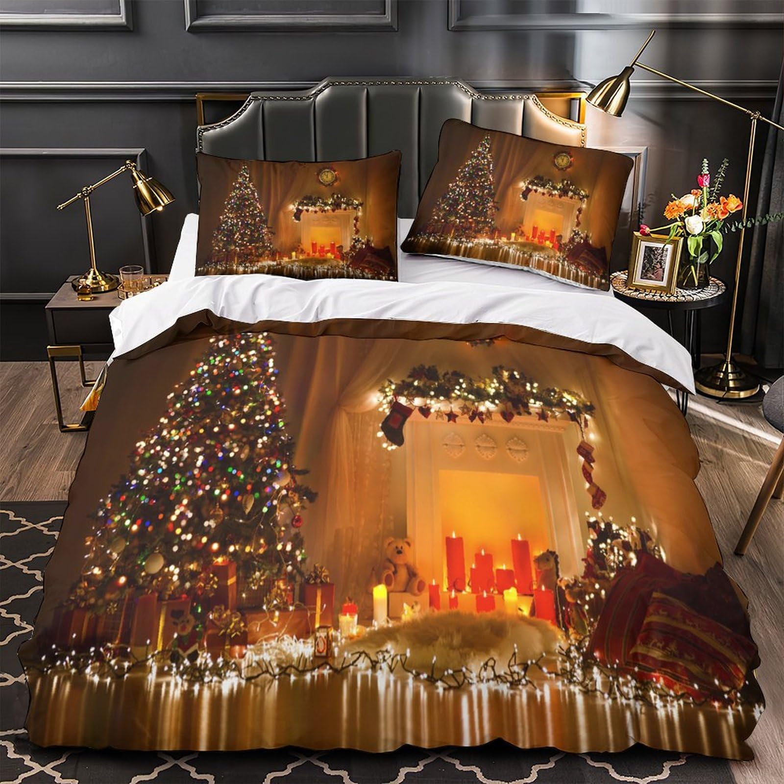 Housse de couette sapins de Noël ultra douce pour des nuits féeriques