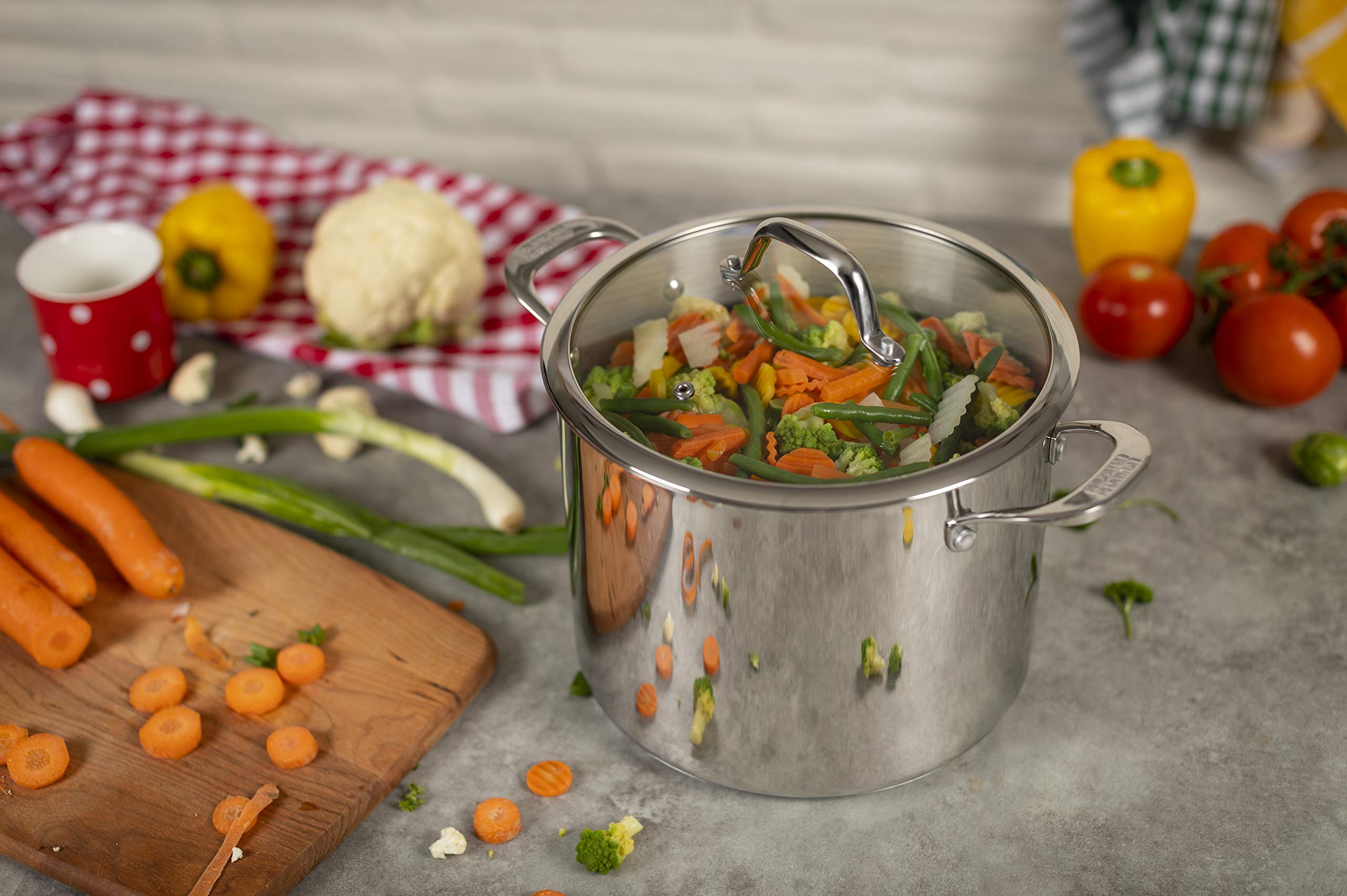 KUHN RIKON Allround, Cacerola para para horno e inducción con tapa de cristal, 24 cm/8,5 litros ,Acero inoxidable