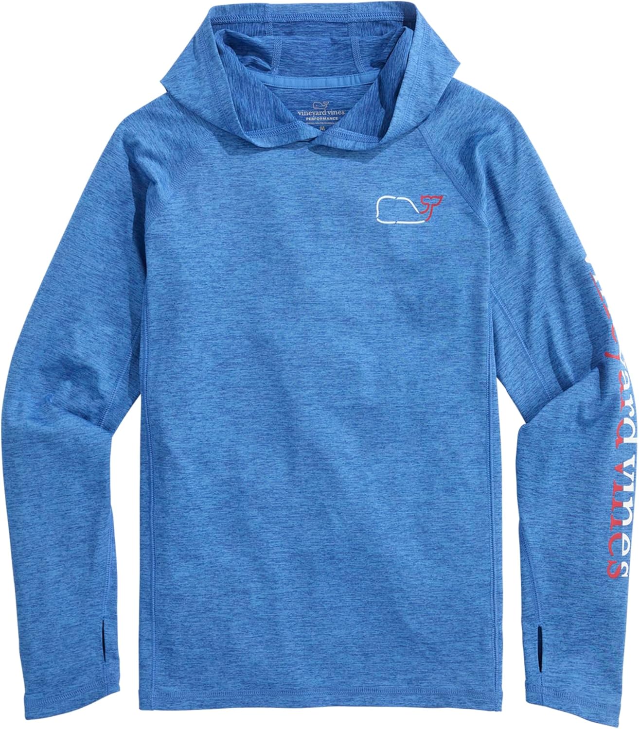 vineyard vines boys Boys' On-the-go Whale Outline Long-sleeve Harbor Performance Hoodie Tee - Image 2
