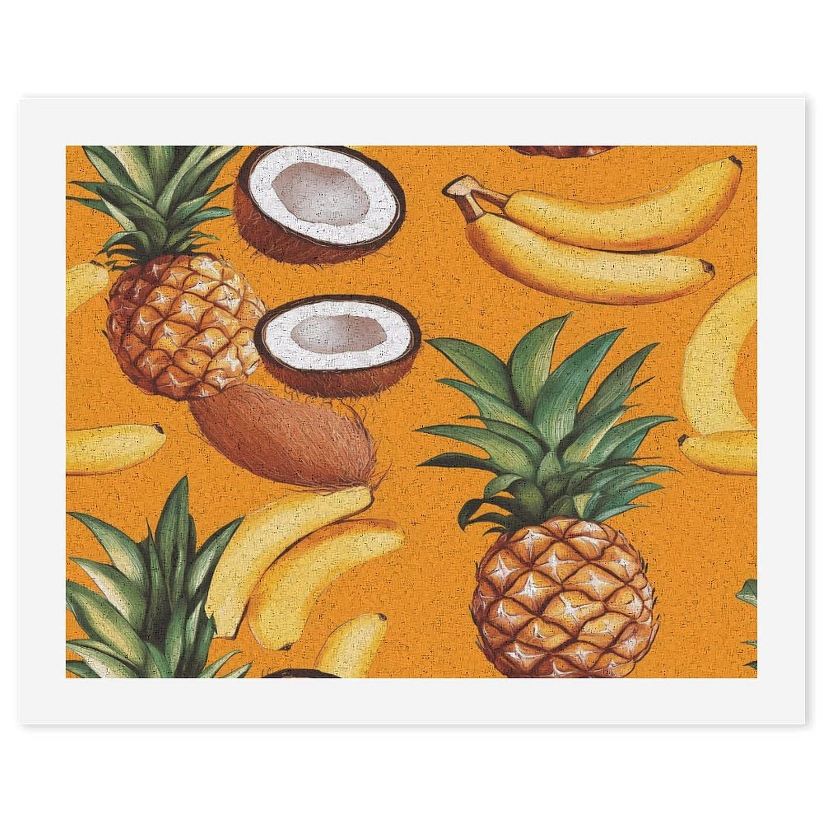 Malen nach Zahlen für Erwachsene, Motiv: Banane, Kokosnuss, Ananas, auf Baumwolle, Ölgemälde zum Selbermachen oder als Geschenk, Heimdekoration, 50 x 65 cm