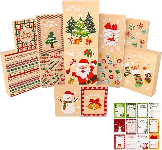 Cabilock 12pcs Christmas Shirt Gift Boxes Gift Packaging Box with Lids Clothes Robe Shirt Scarf Paper Boxes Xmas Wrapping Boxes