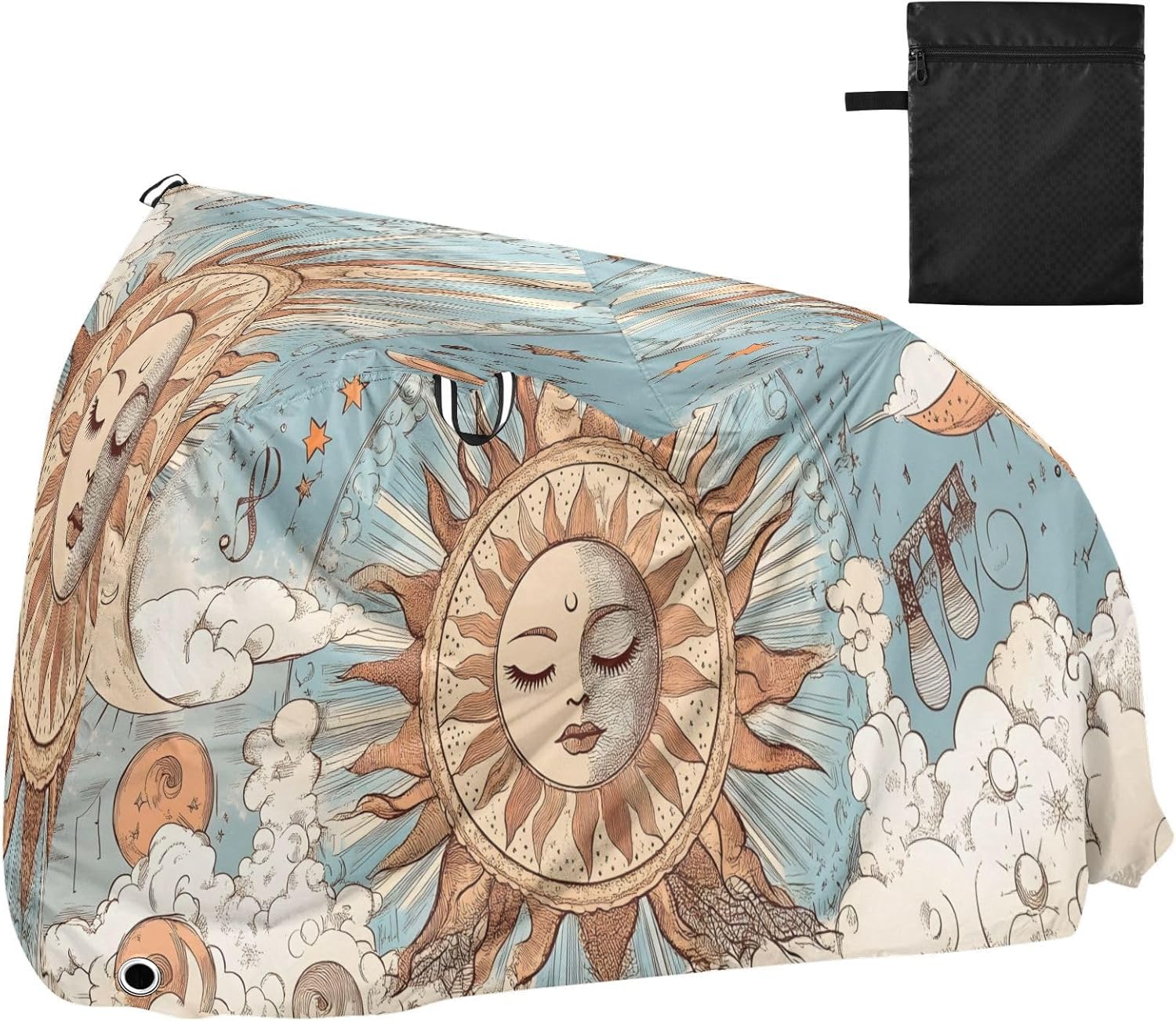 ALAZA Sun Moon Astrology Alchemy Bike Cover Waterproof Outdoor Ebike Bicycle Covers Tarp Protection for 1/2 Bikes, Sun UV Dust Wind Proof