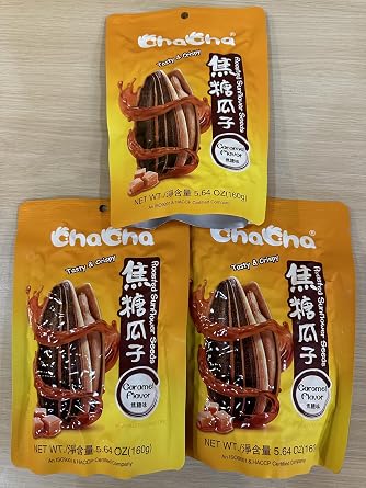 HealthEmpire for ChaCha Roasted Sunflower Seeds (3 bags) (1, Caramel flavor)