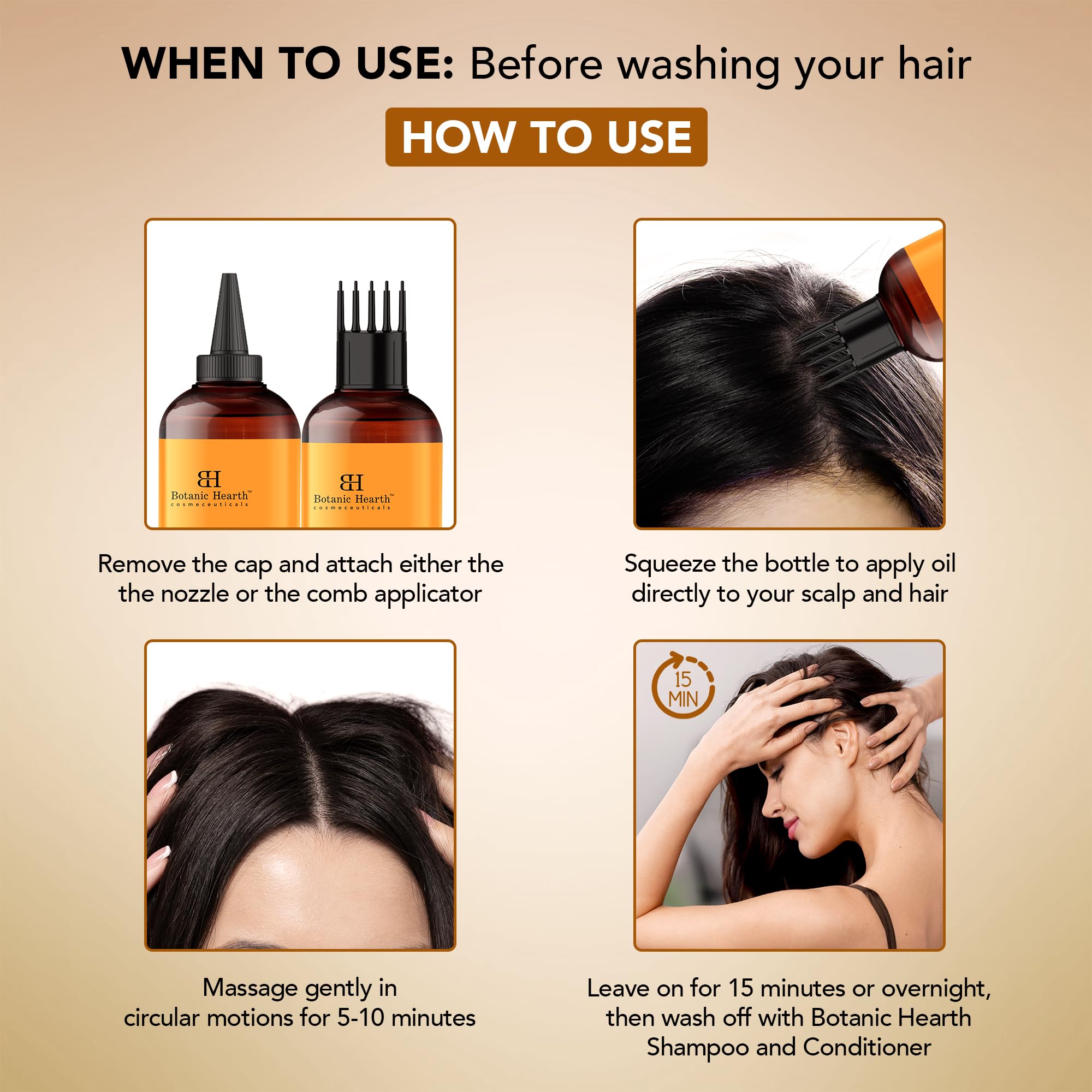 Botanic Hearth Pumpkin & Castor Hair Oil 6.7 Fl Oz (198 ml), Blue, 198 ml (Pack of 1) - Image 4