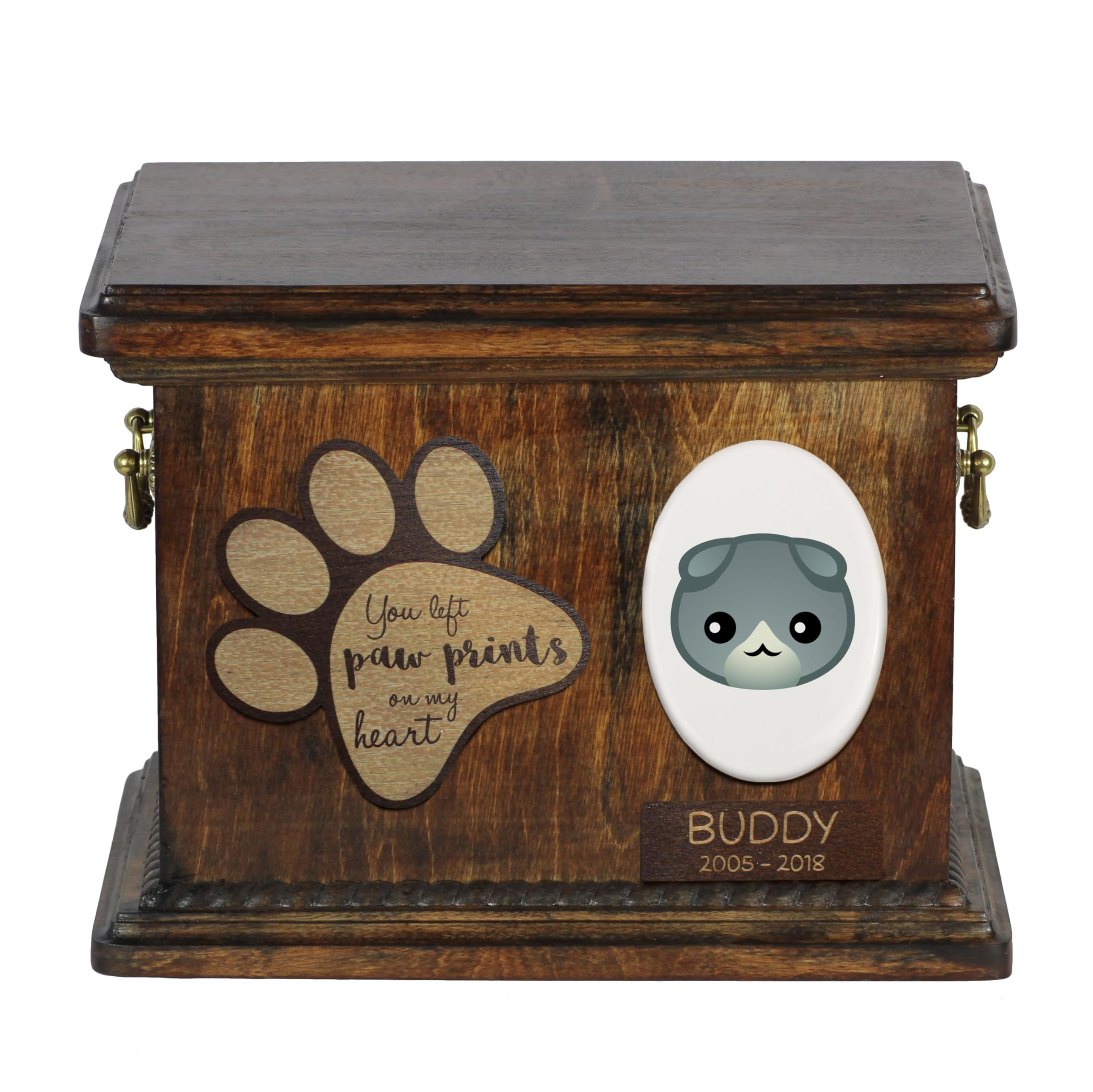 Urne pour cendres de chat en bois et céramique Art-Dog Pli écossais