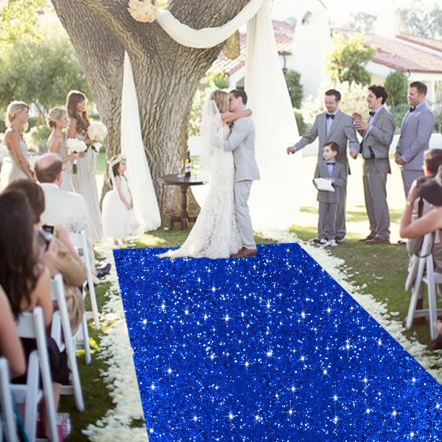 Runner blu per feste, 1,2 x 6,1 m, con paillettes, per cerimonie di nozze, luccicanti, corridoi, corridoi, runner da pavimento per addio al nubilato, decorazione per feste
