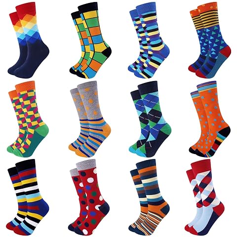 Jeasona Mens Funny Fun Crazy Funky Dress Crew Socks Gifts for Men Dad Grandpa