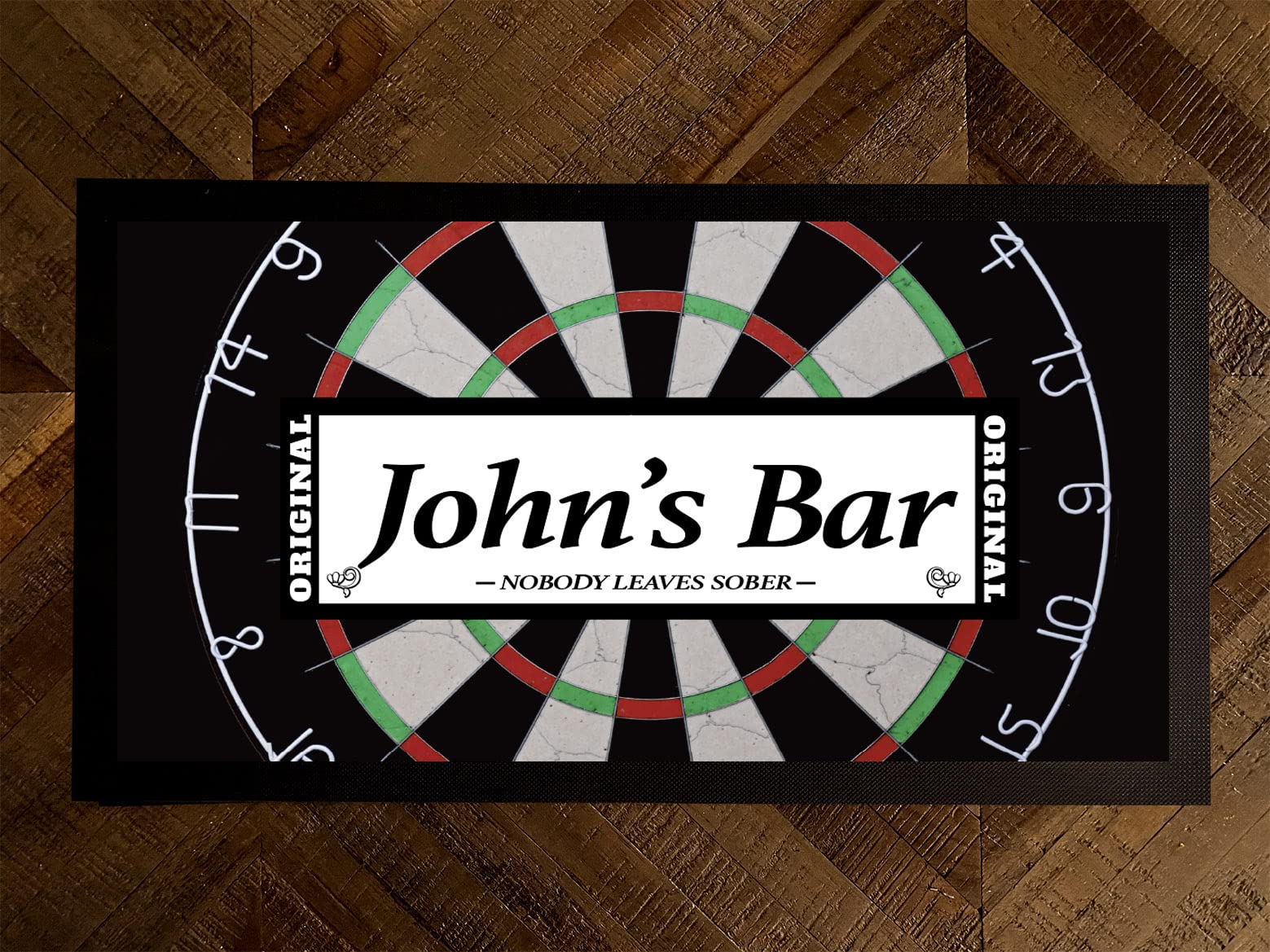 Personalised bar Runner mat - Dart Board Sports Pubs Home Bar Beer Mat E14